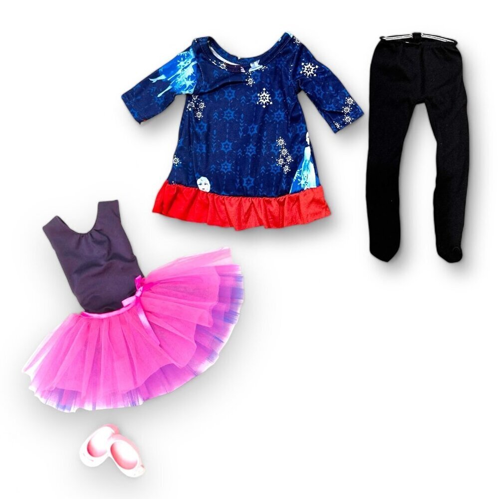 Disney Frozen Outfit Set With Elsa Dress Tutu Skirt Leggings & Ballet Flats For